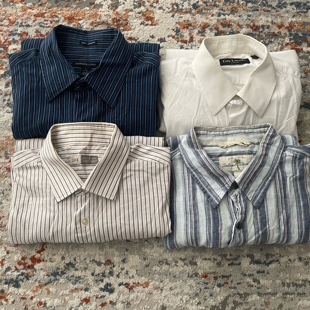 Men's Casual Striped and Solid Shirt Set